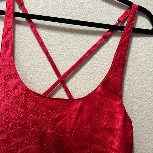 Victoria's Secret Vintage Gold Label Red Satin Lace Trim Slip Dress Size Medium - Picture 4 of 7
